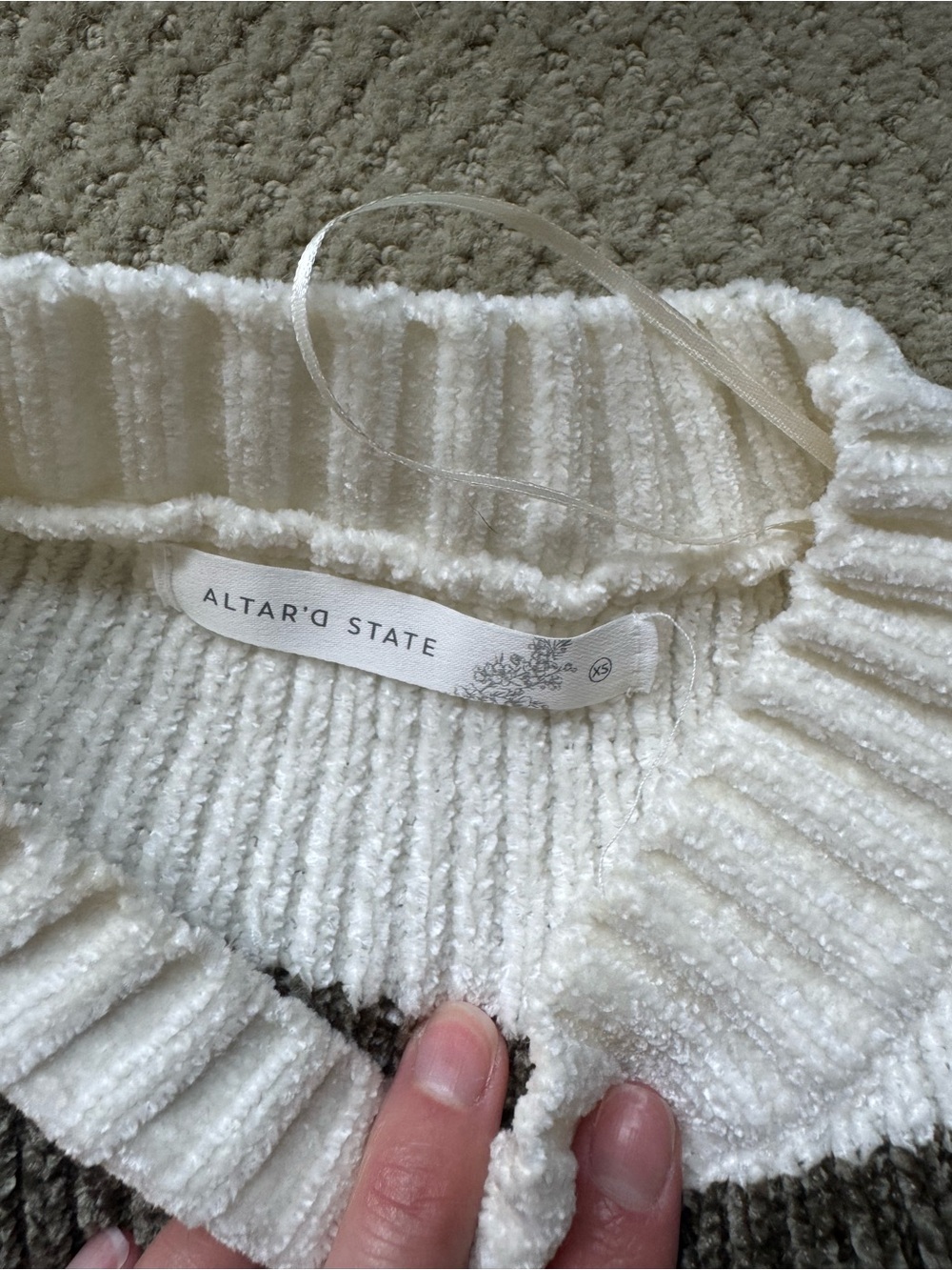 Altar'd State Cream and Charcoal Wide-Stripe Crewneck Sweater - Picture 3 of 5